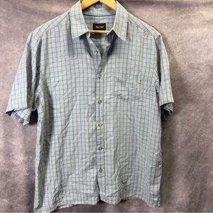 Marmot Short Sleeve Blue Plaid Lightweight Button Down Shirt Size Large